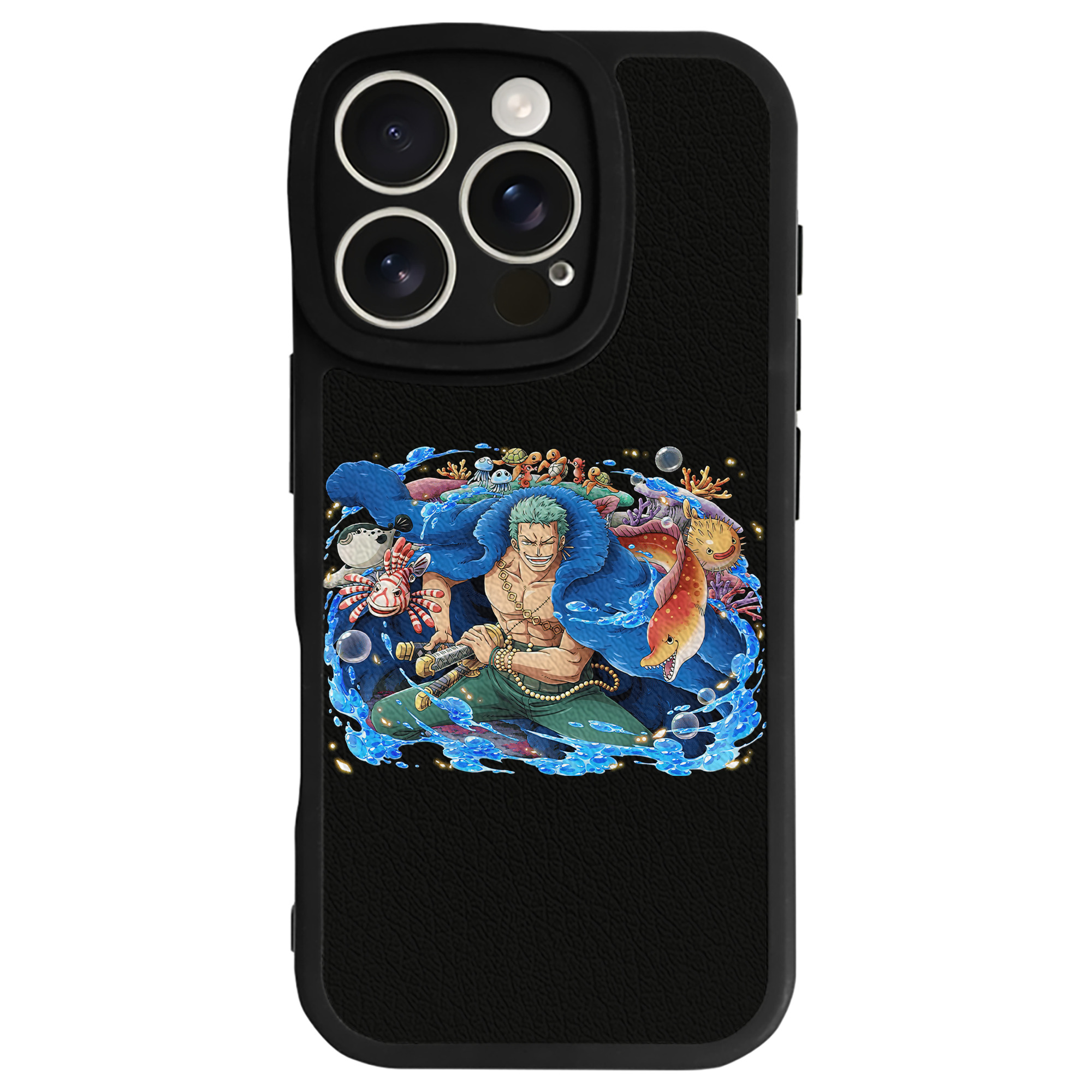 （画像用） ワンピース ロロノア・ゾロ ONE PIECE Roronoa Zoro 【iPhone 16シリーズ対応】シリコンスマホケース（レザー調） 材質：シリコン